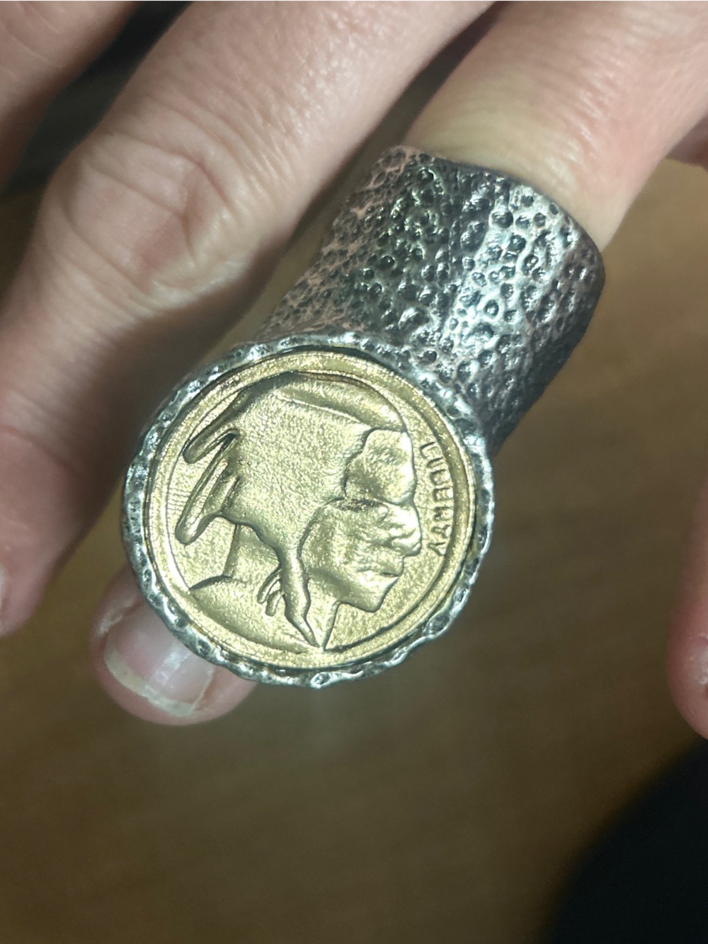 Low Luv by Erin Wasson Buffalo Nickel statement ring